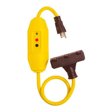 Lind Equipment SJTW GFCI Extension Cord, 12 AWG, Indoor/Outdoor, 12/3, 3 Outlets, 2 ft 26020TC-2503**